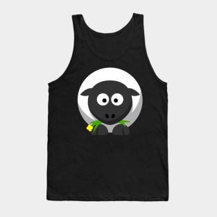 Happy Cute Sheep With Flower Tank Top